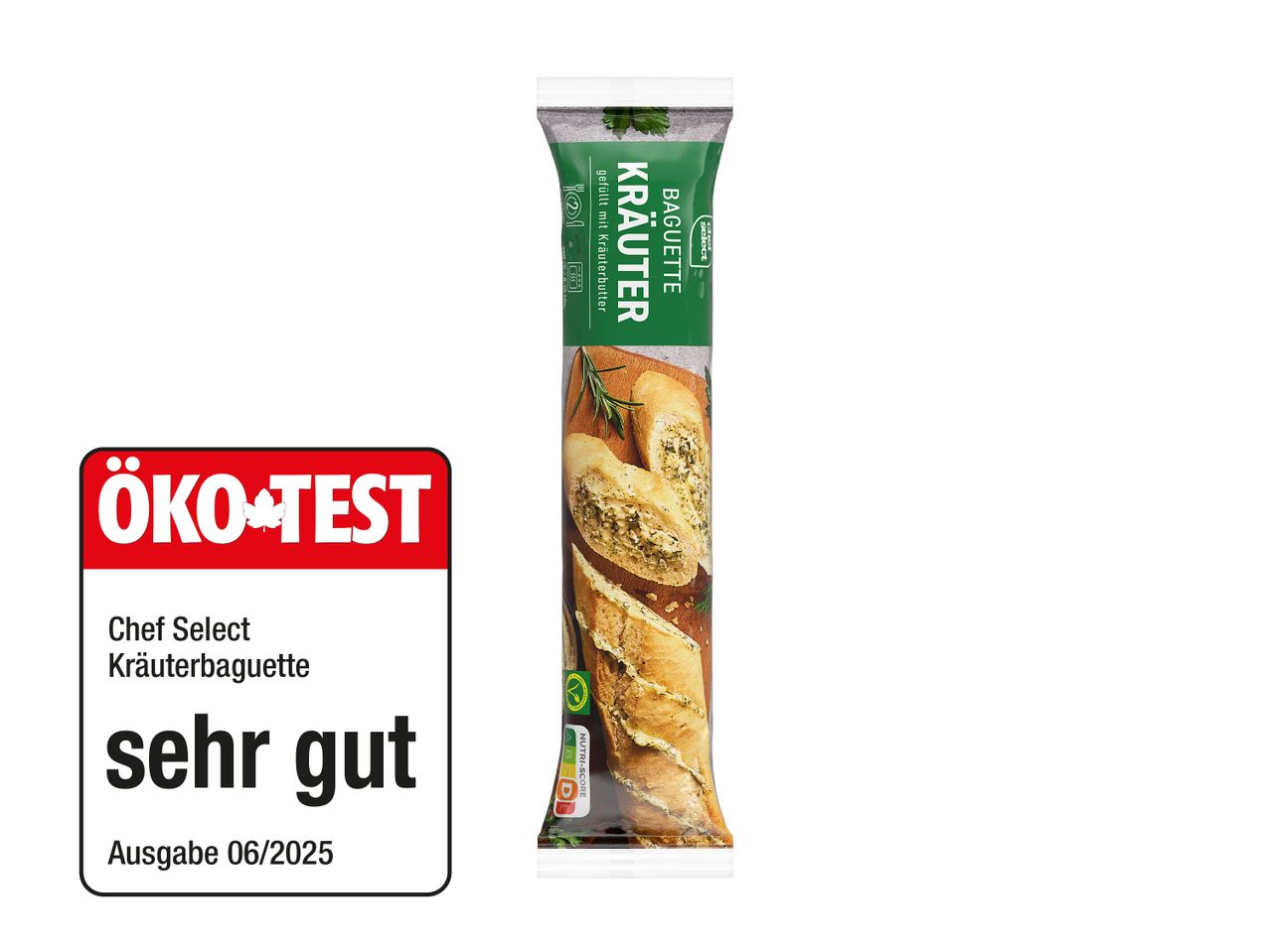 Chef Select Kräuterbaguette, ÖKO-TEST Bewertung: sehr gut.