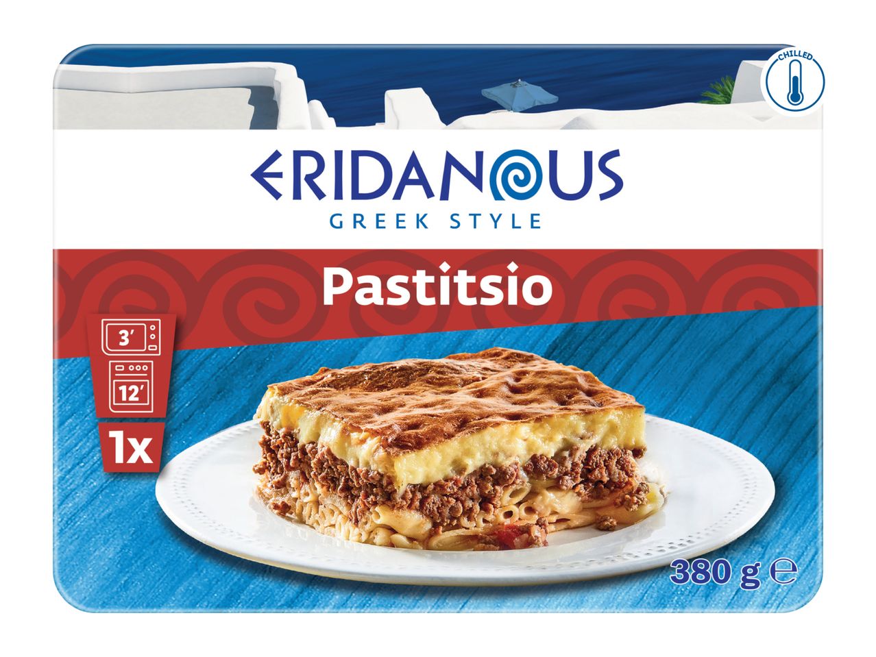 Eridanous Greek Style Pastitsio, a chilled ready meal, 380g.