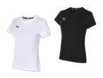 Zwei Puma Damen-T-Shirts, eines weiß, eines schwarz.