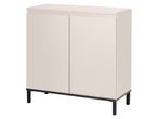 Light beige two-door cabinet with black legs