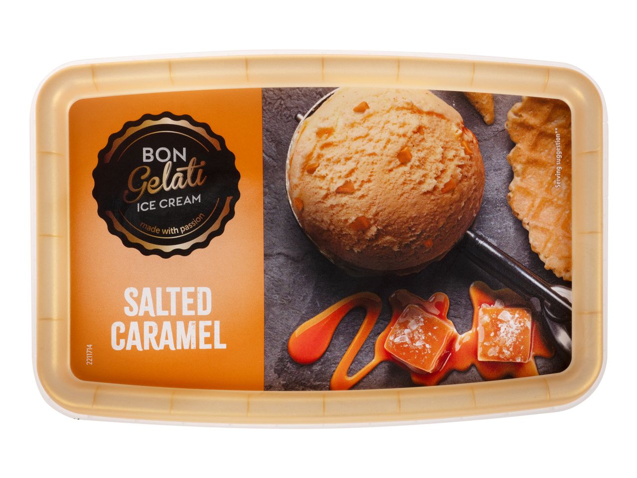 Înghețată Bon Gelati cu caramel sărat.