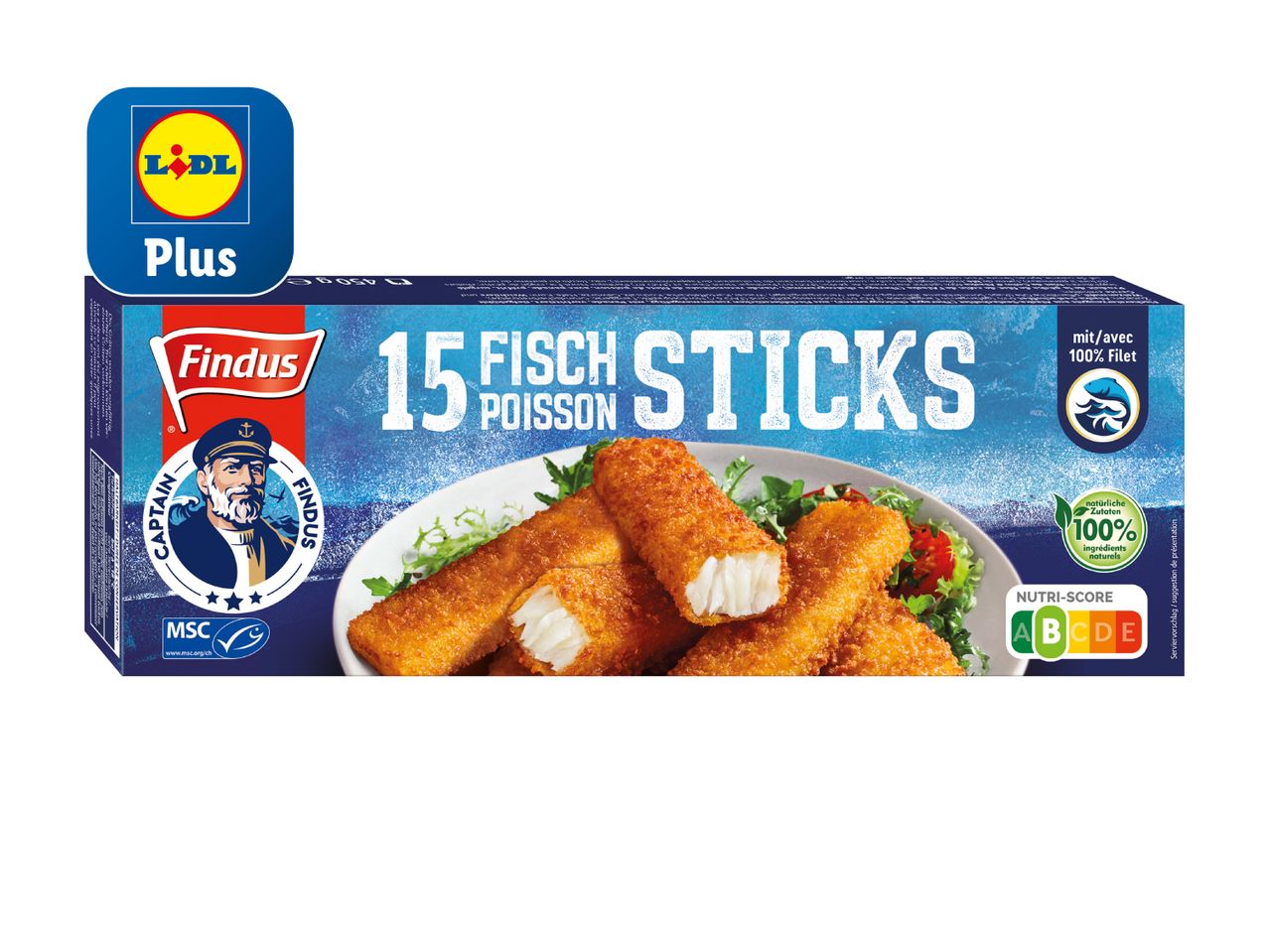 Packung mit 15 tiefgekühlten Fischstäbchen von Picard.