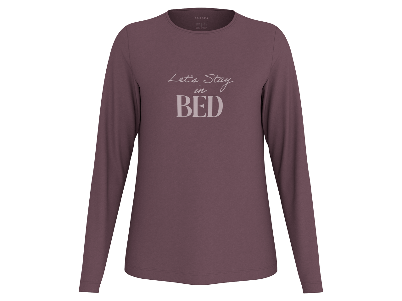 Női hosszú ujjú pizsamafelső Let's Stay in BED felirattal