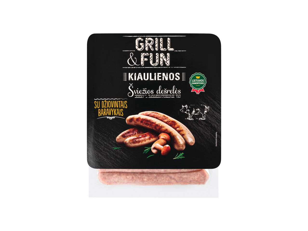 Kiaulienos dešrelės griliui, pakuotė "Grill & Fun".
