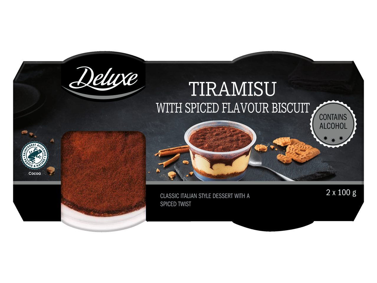 „Deluxe“ tiramisu su prieskonių skonio sausainiais, klasikinis itališkas desertas.