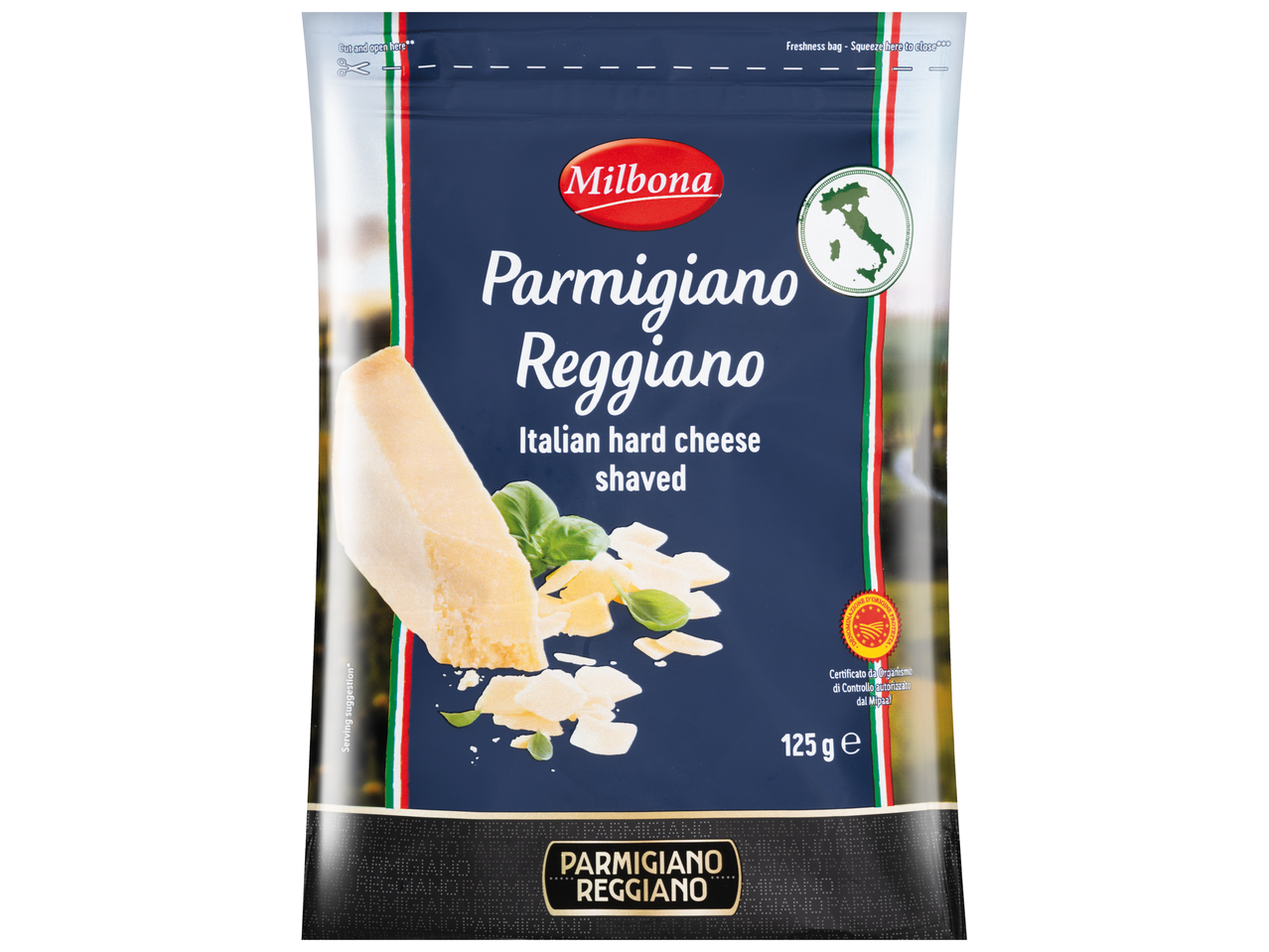 Milbona reszelt Parmigiano Reggiano sajt.