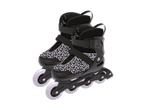 Ein Paar schwarze Rollschuhe mit grauem Muster.