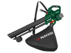 Parkside 40 V battery-powered leaf blower/vacuum with collection bag and wheels.
