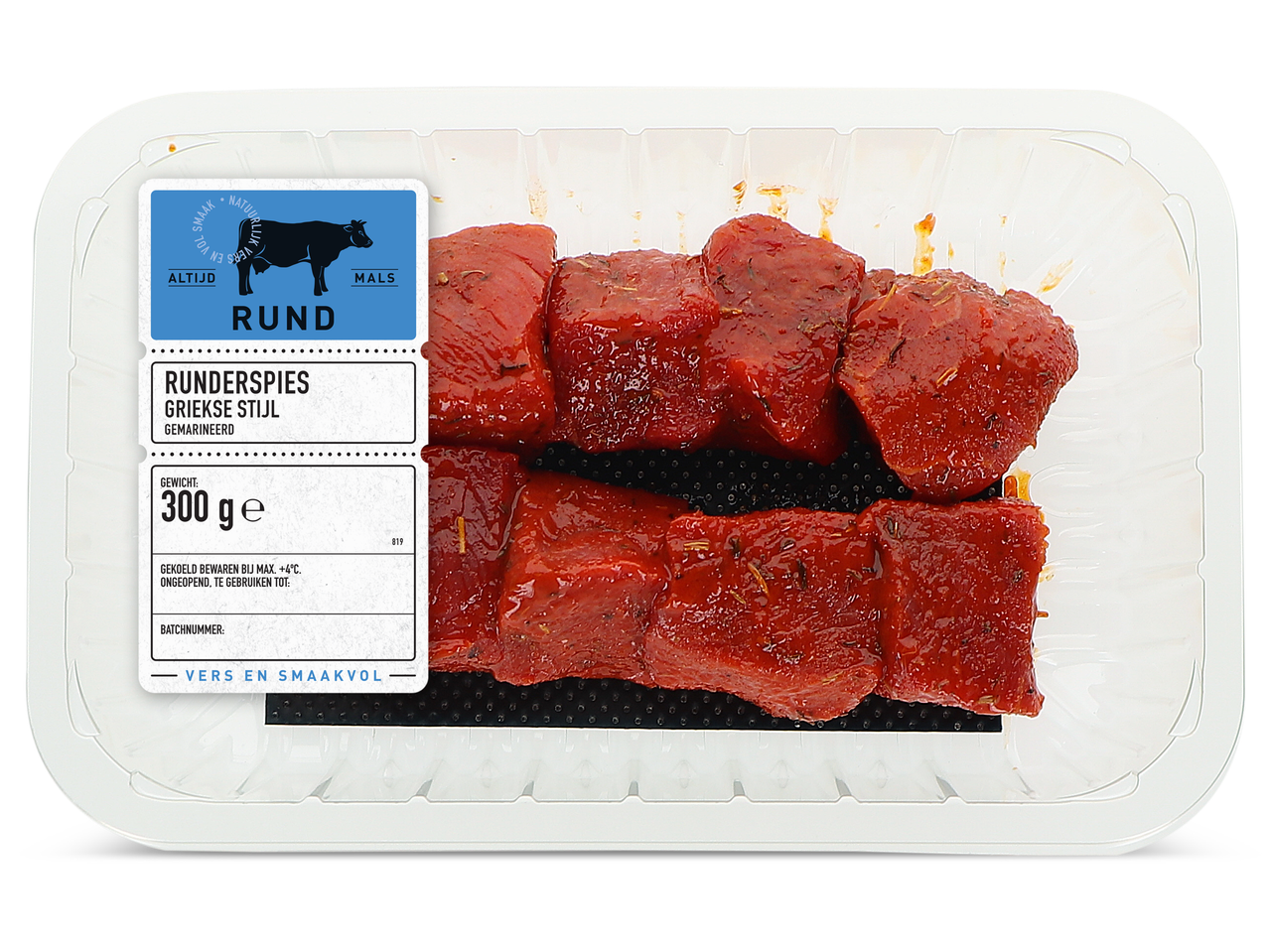 Gemarineerde runderspiesjes, Griekse stijl, 300g.