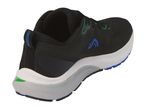 Black and white Crivit running shoe with blue and green accents.