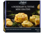Doos met 4 rozemarijn en tijm mini aardappelgratins met Goudse kaas.