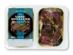 En pakke Grillmester Nakkekoteletter, krydderurte-marinerede, 600g, til grill og pande.