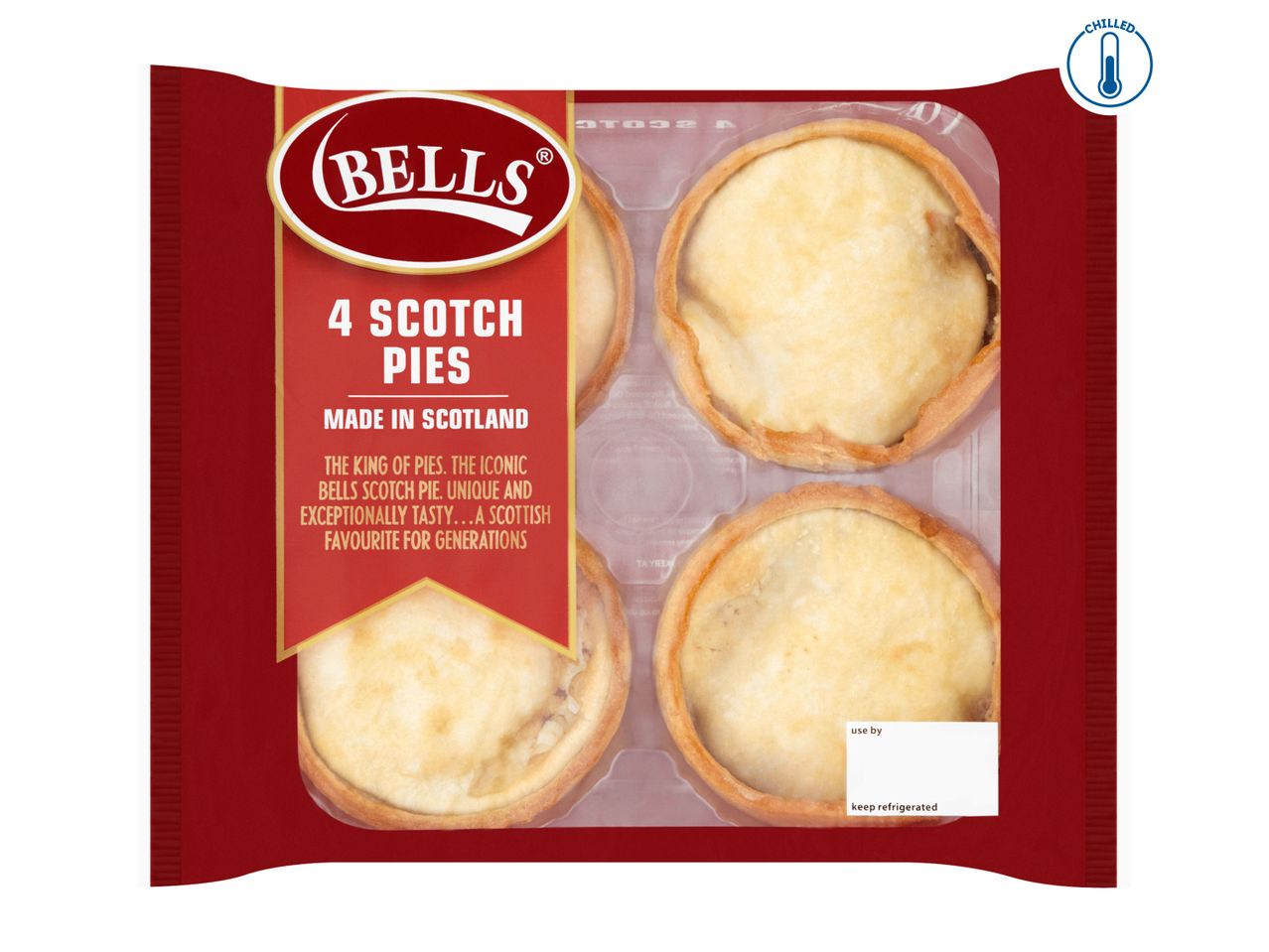 4 chilled Bells Scotch pies.