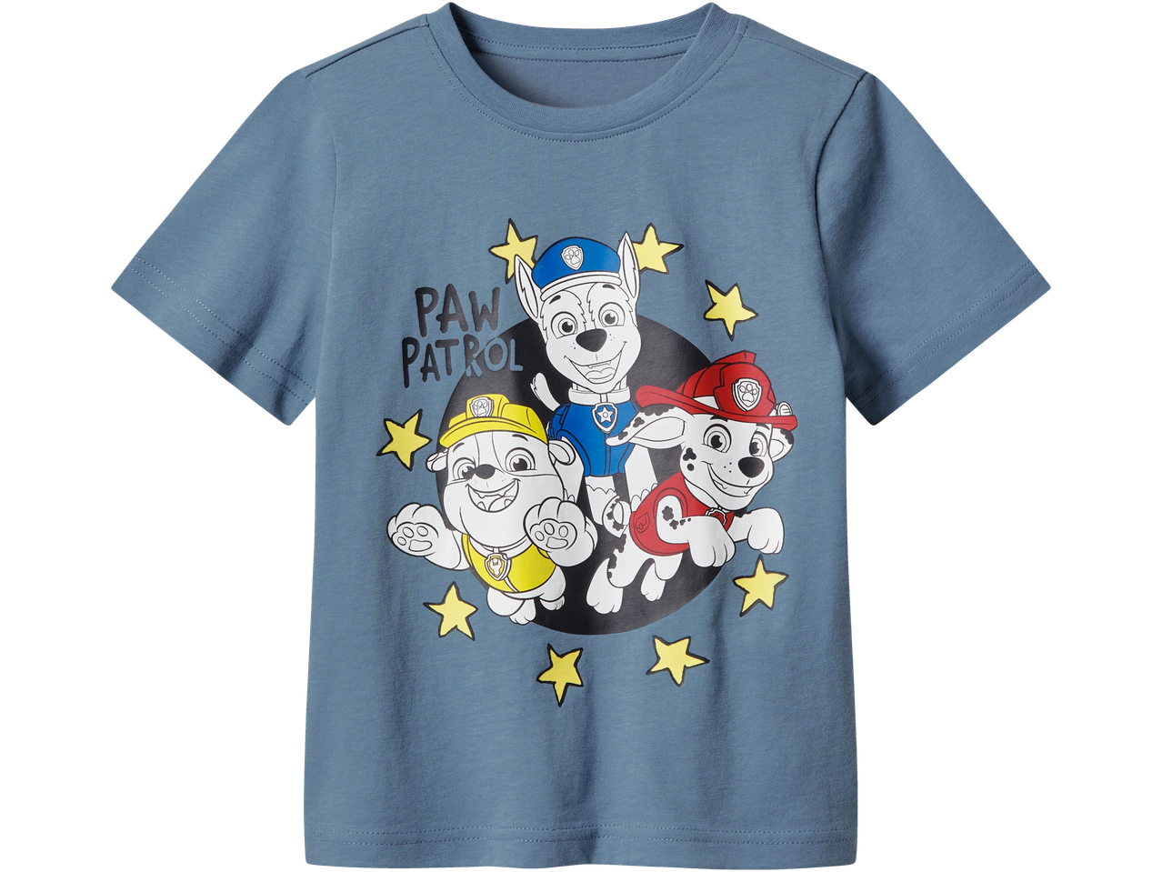 T-shirt bleue avec les personnages de Pat' Patrouille.