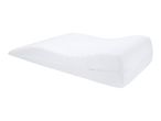 White ergonomic pillow with a zipper, designed for neck and back support.