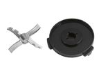 Blender blade and base for a food processor, isolated on a white background.