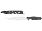 A Livarno Home stainless steel knife with a black handle and a black sheath.