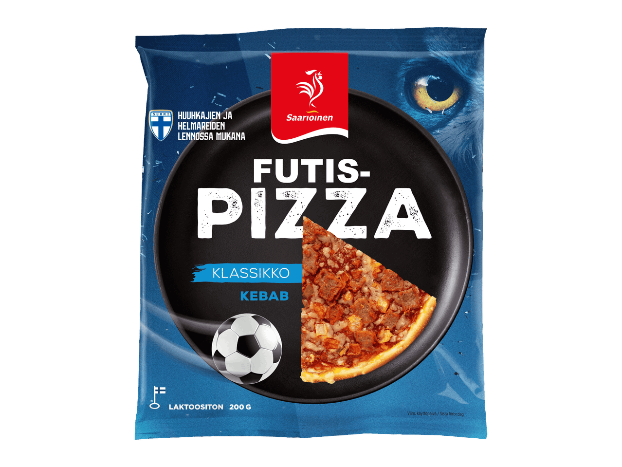 Saarioinen Futispizza, klassinen kebab-pizza, laktoositon 200g.