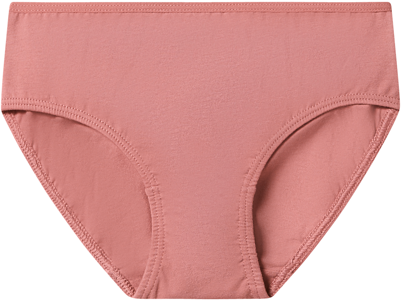 Close-up of a single pair of plain pink women's briefs.