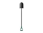 Black and green garden spade with a D-handle