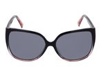 Black and pink gradient sunglasses with dark lenses.