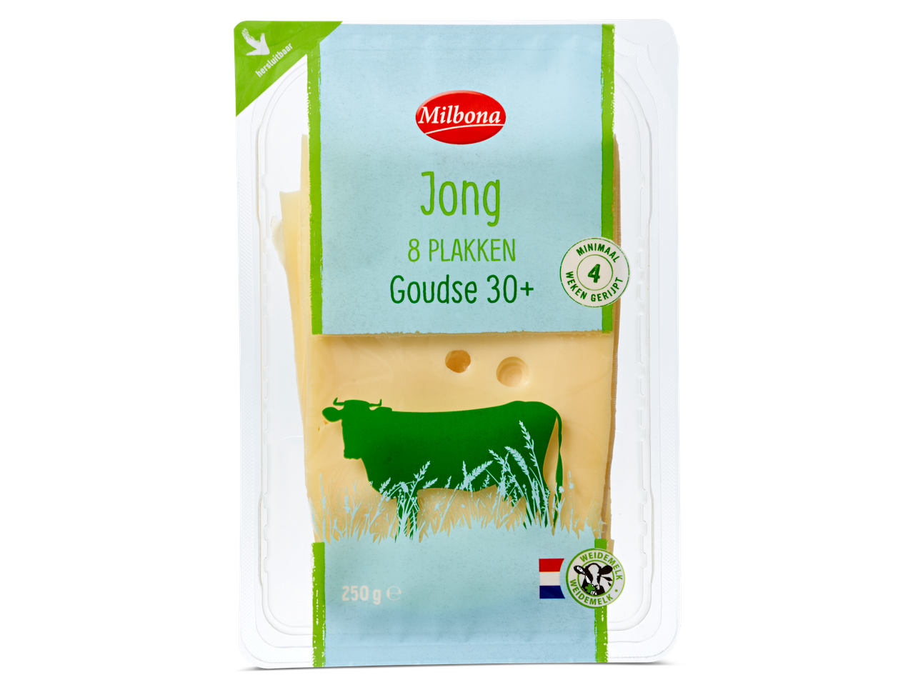 Milbona Gouda kaas: 8 plakken, 30+.