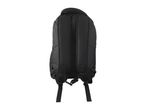 Rear view of a black backpack with adjustable shoulder straps