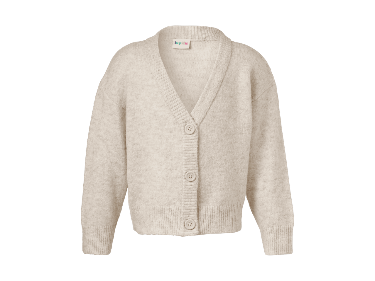 Beige cardigan med V-hals og knapper