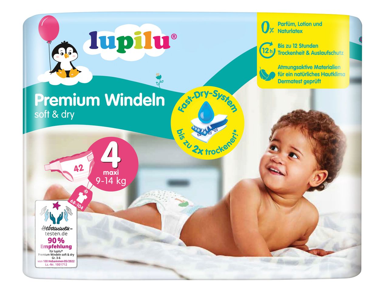 Gehe zu Vollbildansicht: Lupilu Premium Windeln Soft & Dry, Größe 4, Maxi, 9-14 kg - Bild 3