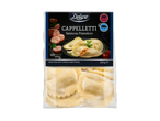 Опаковка капелети с пълнеж от домат и месо, с надпис 'Cappelletti Salsiccia Pomodoro'