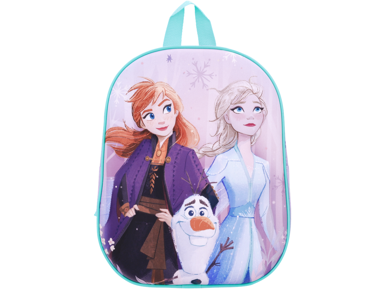 Frozen backpack featuring Anna, Elsa, and Olaf.