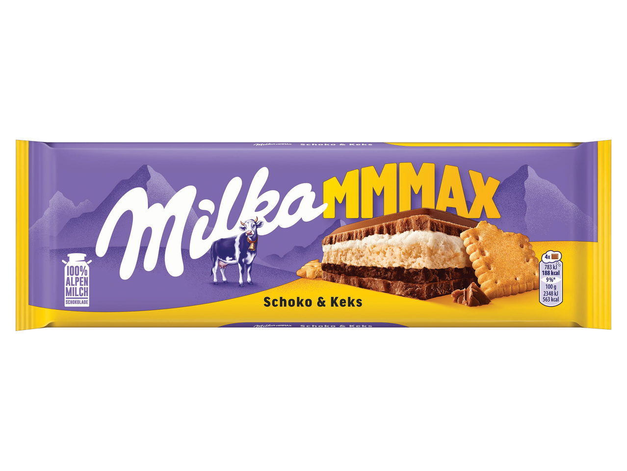 Tejcsokoládé kekszes és tejszínes krémmel töltve.