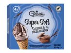 Gelatelli Super Soft: waffle cones with cookie & cocoa flavoured ice cream.