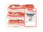 Wiesentäler Schweinebauch in Streifen, ohne Knochen, in Plastikverpackung.