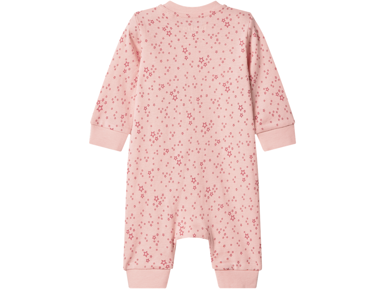 Roosa beebipüksiülikond tähemustriga, tagantvaade.