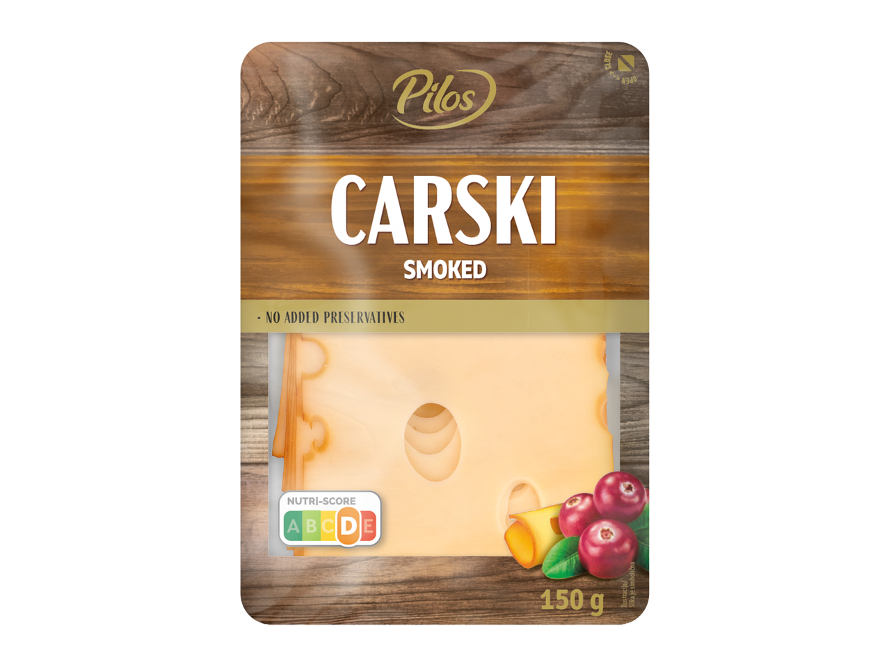Pilos Carski dimljeni sir: pakovanje od 150g sa nutritivnim oznakama.