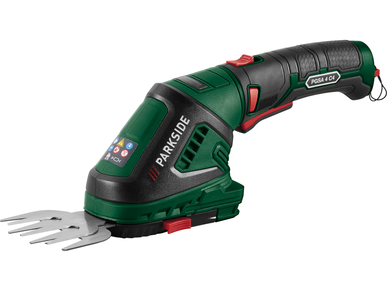 PARKSIDE 2-in-1 bezvadu zāles un krūmu šķēres, modelis PGSA 4 C4, zaļas un melnas.