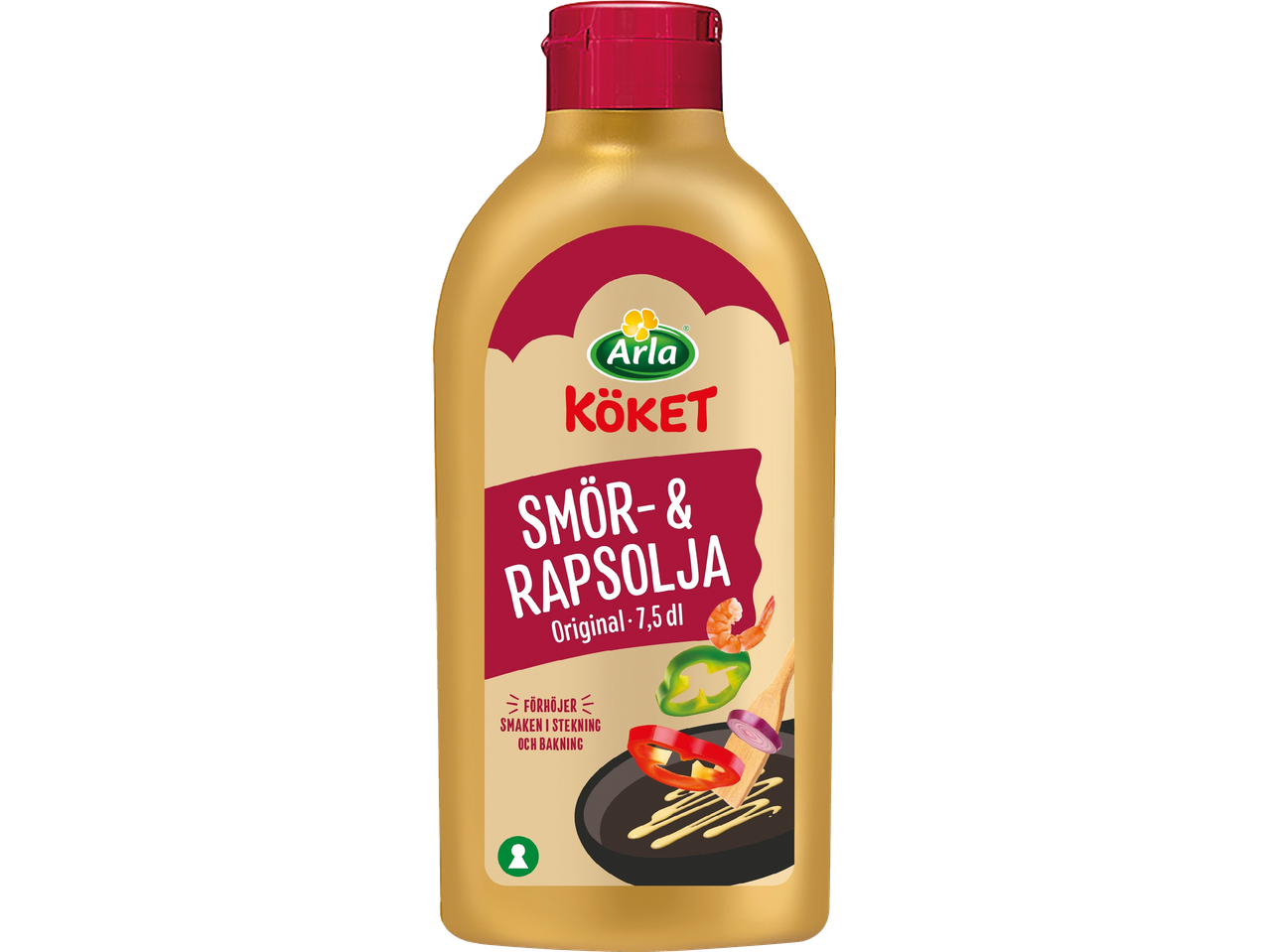 En flaska Arla Köket smör- och rapsolja, Original, 7,5 dl.