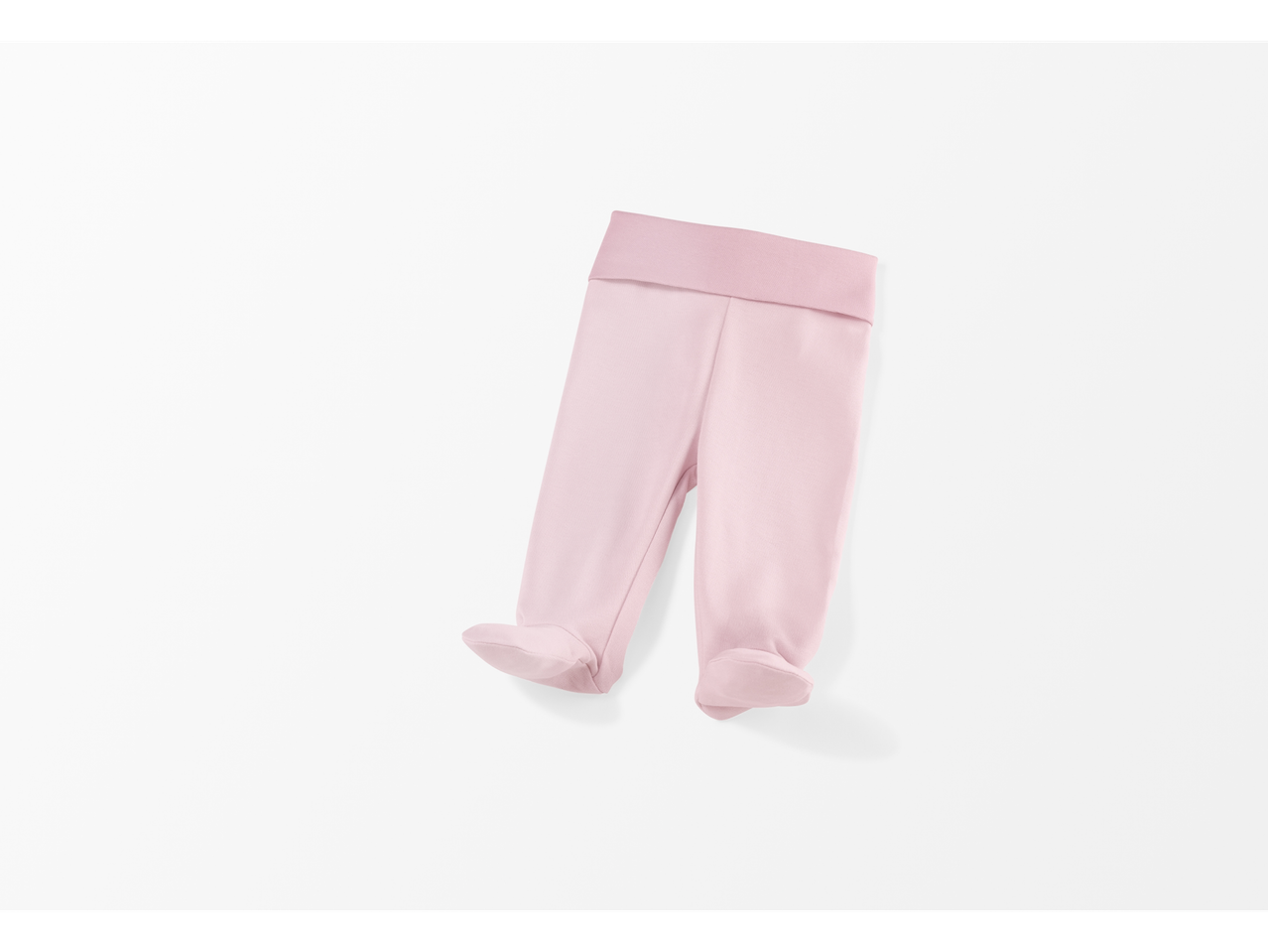 Pantaloni roz pentru bebeluși cu piciorușe.