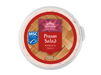 Krevečių salotos su mangais ir aitriosiomis  paprikomis