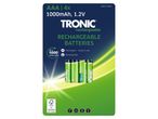 4 db TRONIC AAA újratölthető elem 1000 mAh kapacitással.