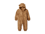 Brauner Baby-Overall aus Plüsch mit Kapuze und Bärenohren