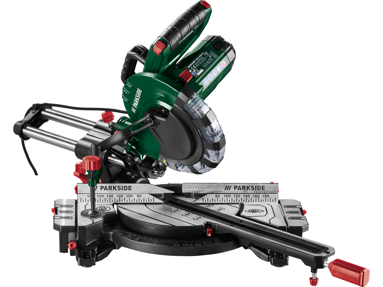 PARKSIDE PZKS 2000 C3 gérvágó fűrész fekete háttérrel.