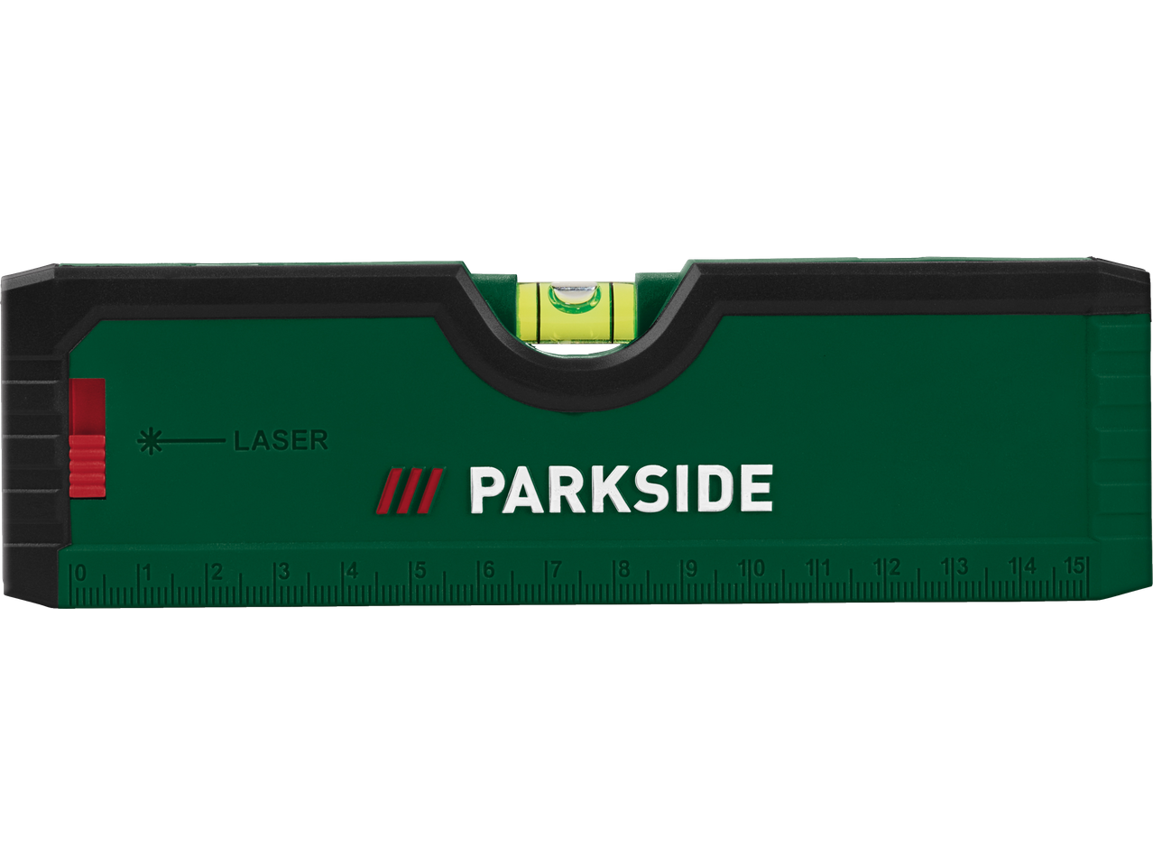Nível de bolha Parkside com laser e escala de medição.