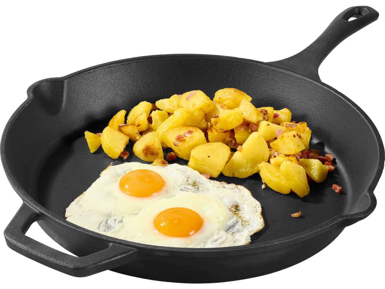 Praemunad ja kartulid peekoniga malmpannil