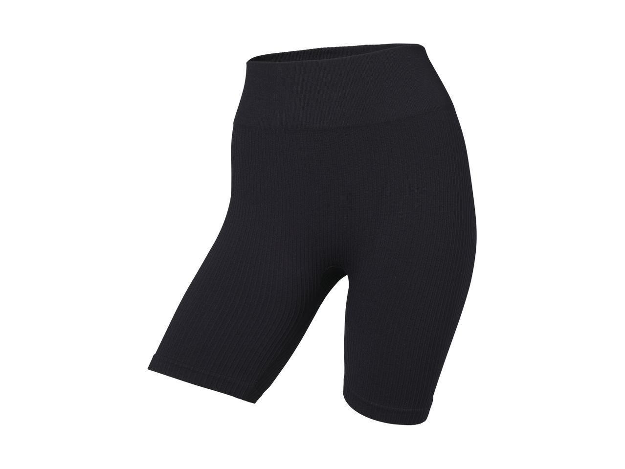 Black ribbed cycling shorts with a high waist