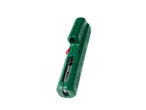 Instrument verde de dezizolat cabluri cu un buton roșu.