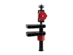 Adjustable black and red plastic clamp with mounting screw