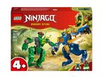 Ninjago Dragons Rising Jay's Dragon Mech Fight set with 107 pieces for ages 4+.