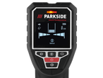 Dispositivo de localização PARKSIDE PERFORMANCE com display digital mostrando detecção de metal a 8 cm.